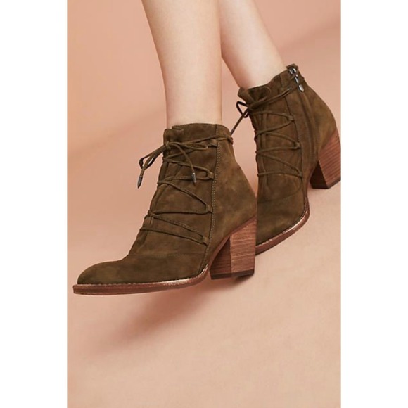 Anthropologie Sam Edelman Millard Suede Leather Lace Cottagecore Ankle Boots 6.5 - Picture 2 of 14